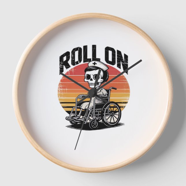Reloj Rollo En Enfermera De Esqueleto - Humor Oscuro Vib (Anverso)