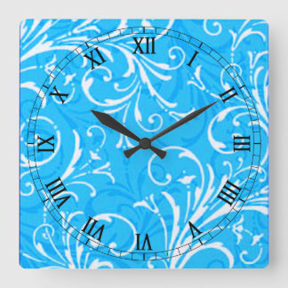 Reloj romano cuadrado azul ornamental
