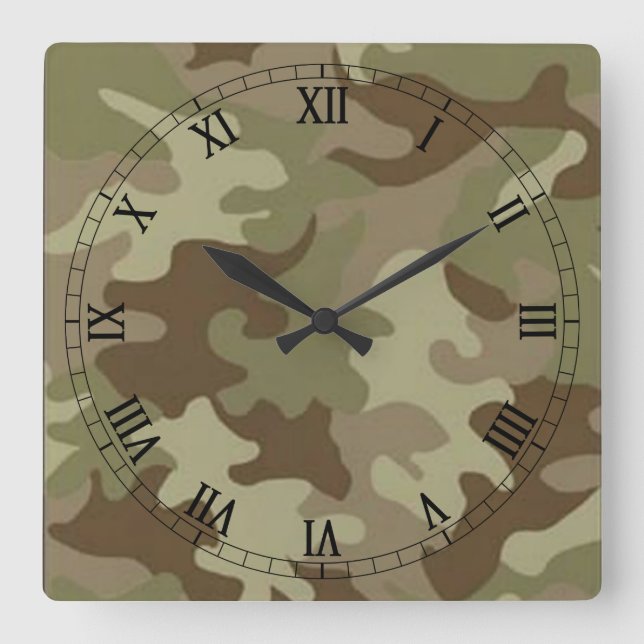 Reloj romano cuadrado de camuflaje (Anverso)