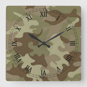 Reloj romano cuadrado de camuflaje