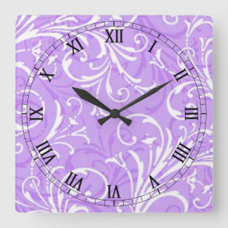 Reloj romano cuadrado ornamental púrpura