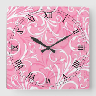 Reloj romano cuadrado ornamental rosa