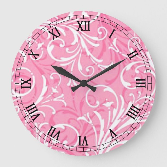 Reloj romano redondo ornamento rosa (Anverso)