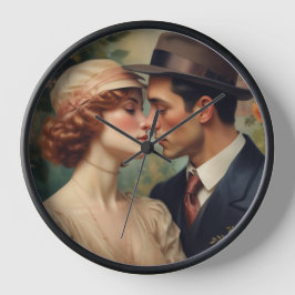 Reloj romántico de pared de la pareja de cosecha