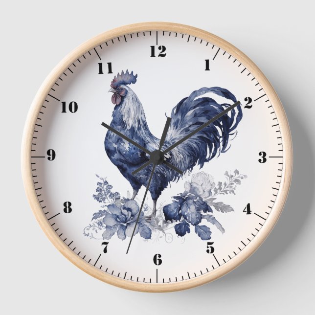Reloj "Rooster" Blue Willow Style (Anverso)