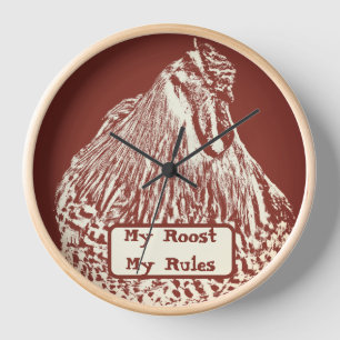 Reloj Rooster Rooster Bosque de pollo Mamá Papá Rustic H