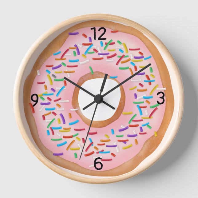 Reloj Ropa de escarcha rosada de Donut Alimentos Cuidado (Anverso)