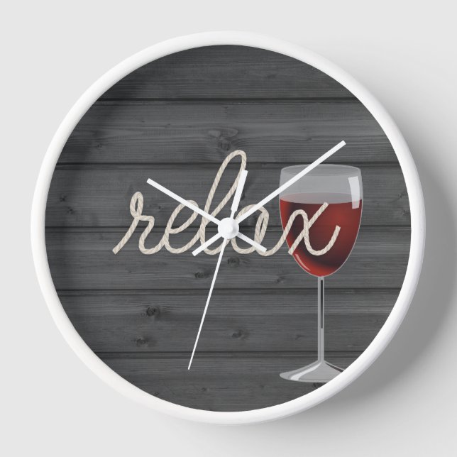 Reloj Rope Relax Textos sobre madera con vino (Anverso)