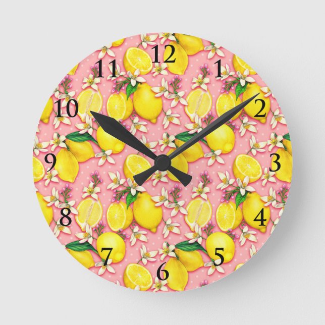 Reloj rosa con flores de limón (Anverso)