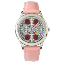 Reloj rosa de acero inoxidable Kaleidoscope floral