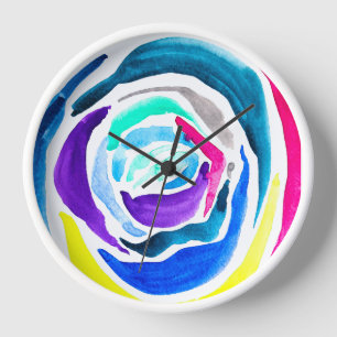 Reloj Rosa de arte pop azul acuarela