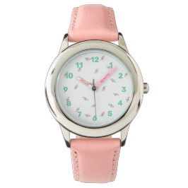 Reloj rosa de flores para niños - Pastel