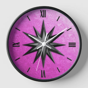 Reloj Rosa de la brújula de Onyx - fondo de vidrio de la
