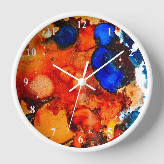 Reloj Rosa de tinta de arte abstracto del naranja de roy (Anverso)