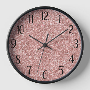 Reloj Rosa Dorado Brillante Número Negro