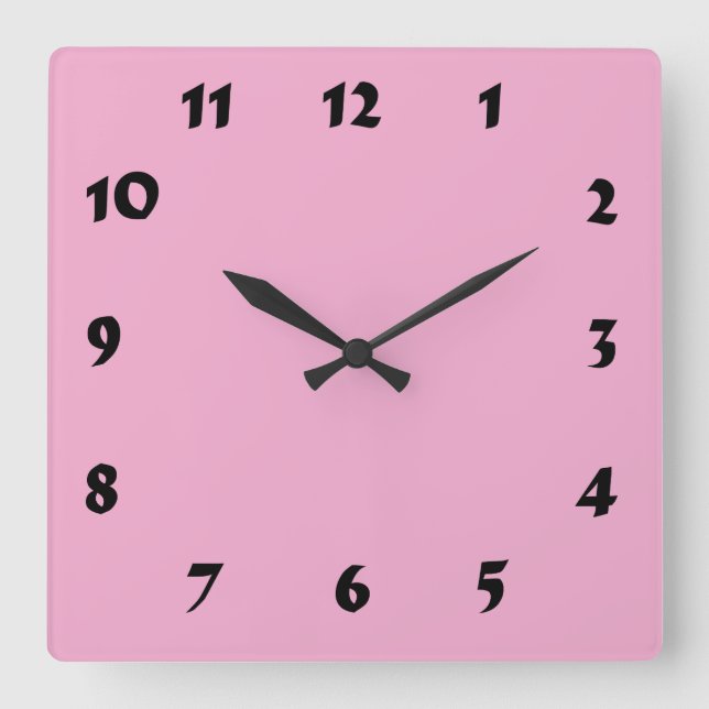 Reloj rosa Pastel con números cambiable (Anverso)