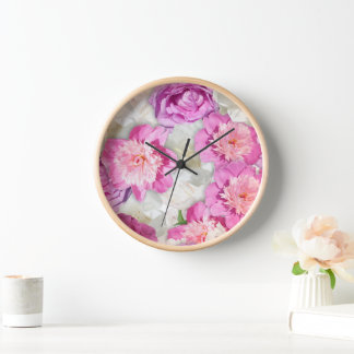 Reloj Rosa Peonía Blanca Rosa - Floral Romántica