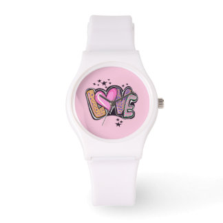 Reloj rosa romántico de amor