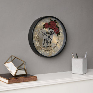 Reloj Rosa romántico Wreath Feather Boda