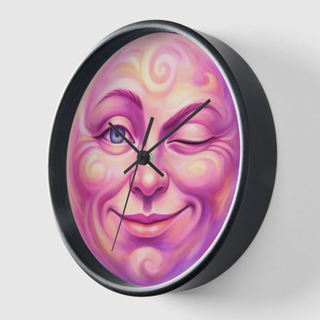 Reloj Rosa rosa Luna celestial caprichosa fanática gótic (Ángulo)