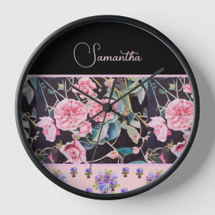 Reloj Rosa Rosa Pink Watercolor Vintage Personalizable