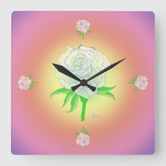 Reloj - Rosa y arcoiris (caliente) (Anverso)