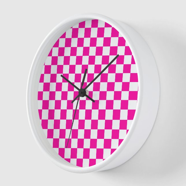 Reloj Rosa y blanco de neón bajo control (Ángulo)