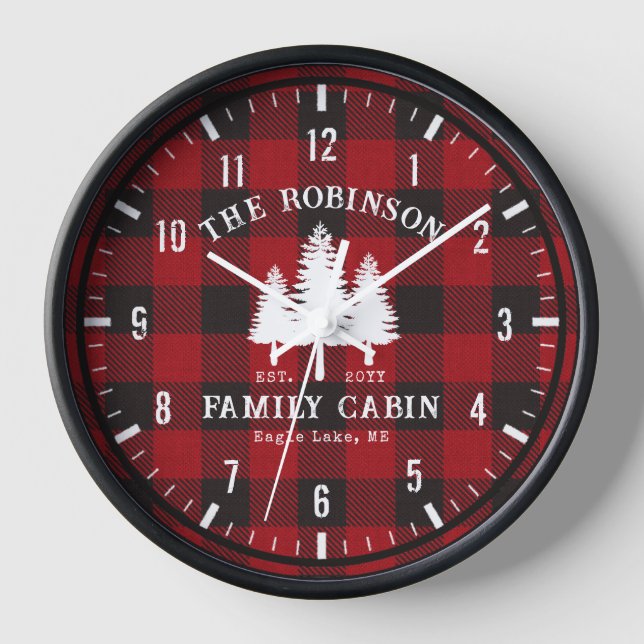 Reloj Rústica familia de campo árbol de cabinas rojo búf (Anverso)
