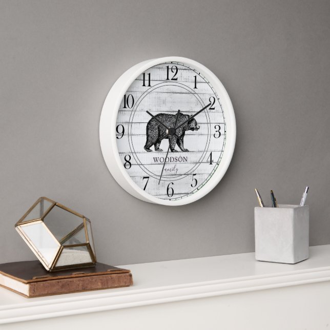 Reloj Rústica Familia Madera Nombre Oso Caminante (Oficina)