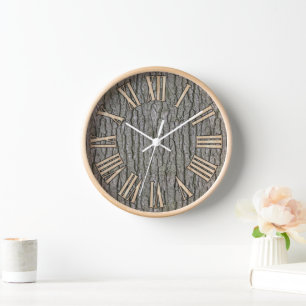 Reloj Rústica Faux Dry Wood Grain Tree Barble