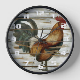 Reloj Rústico Country and Granja Rooster en madera templ