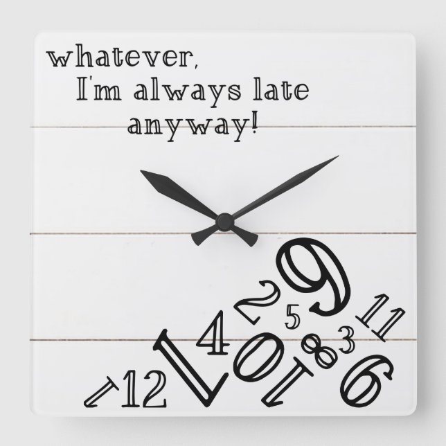 Reloj rústico de Shiplap: Reloj de pared cuadrado (Anverso)