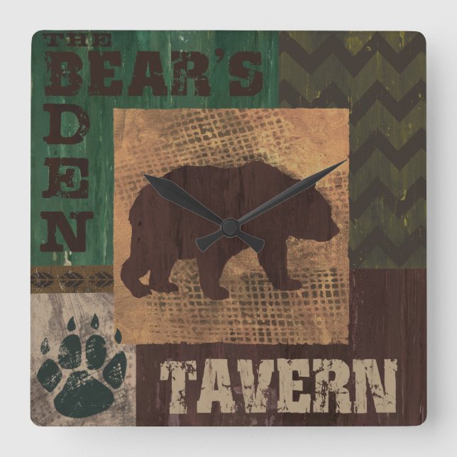 Reloj Rústico del oso estilo lodge (Anverso)