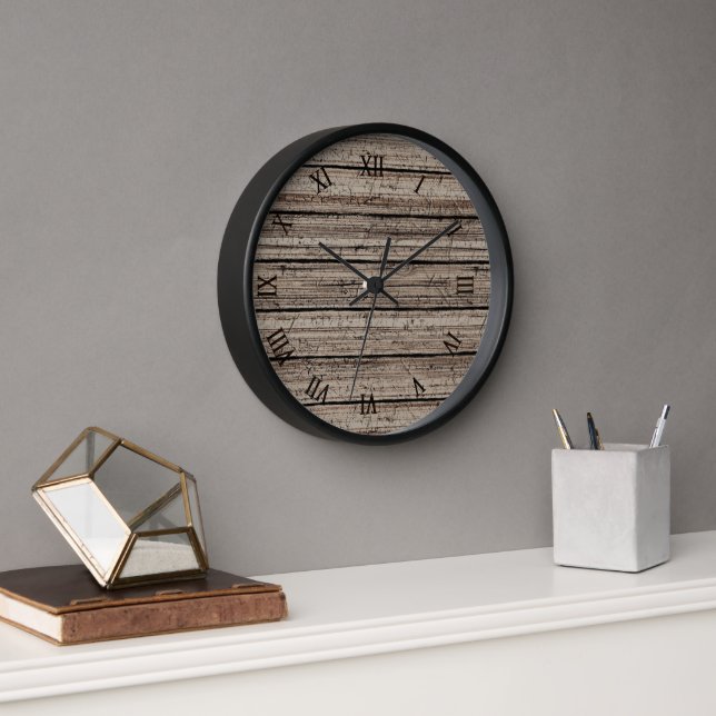 Reloj Rústico Gris Brown Old Weathered Wood Plank Patter (Oficina)