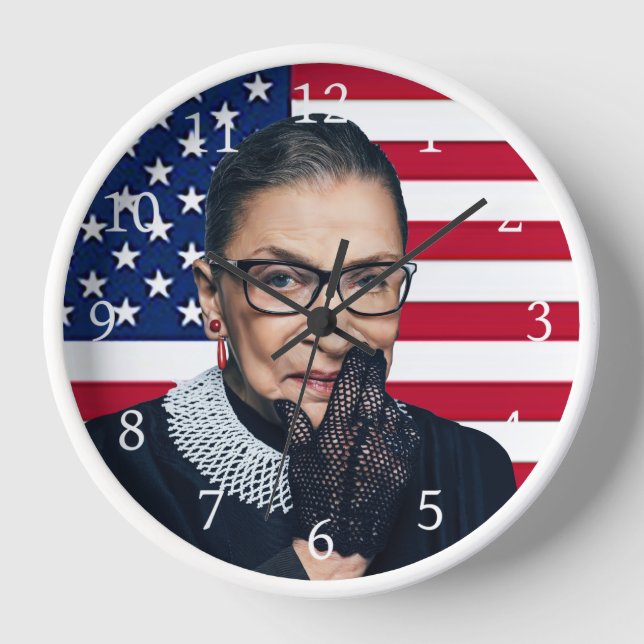 Reloj Ruth Bader Ginsburg con bandera estadounidense (Anverso)