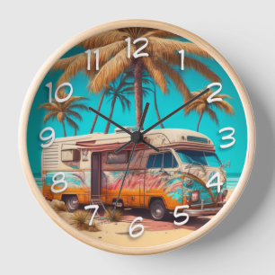 Reloj RV Retro y Palmeras