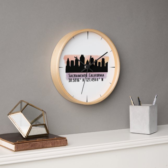 Reloj Sacramento CA City Skyline (Oficina)