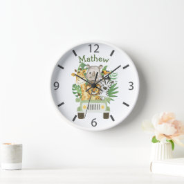 Reloj Safari acuarela Animales salvajes en un auto