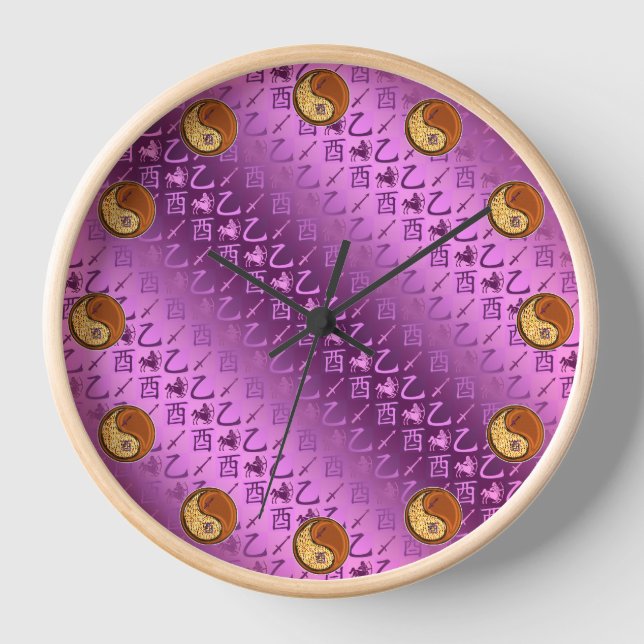 Reloj Sagitario y Gallo de Madera (Anverso)