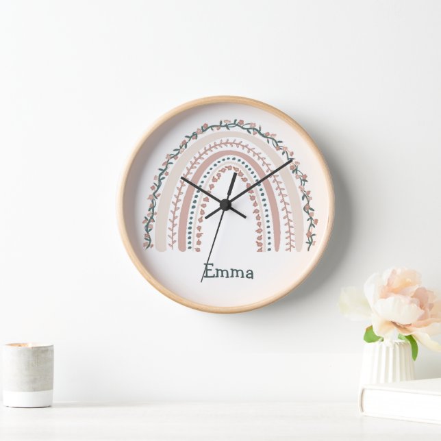 Reloj Sala de Chicas de la guardería Boho Rainbow (Hogar)