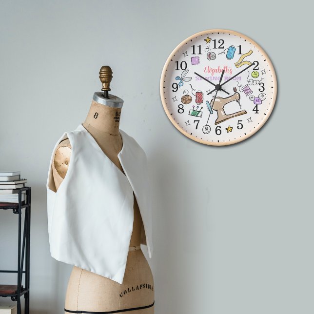 Reloj Sala de coser retro Personalizado Pared de madera (Subido por el creador)