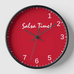 Reloj Salsa Time Clock Fun Latin Dancing Rhythm Red