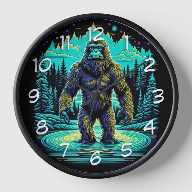 Reloj Sasquatch en el Woods Ai Art (Anverso)