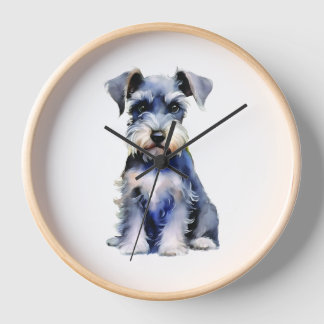 Reloj Schnauzer en miniatura de acuarela