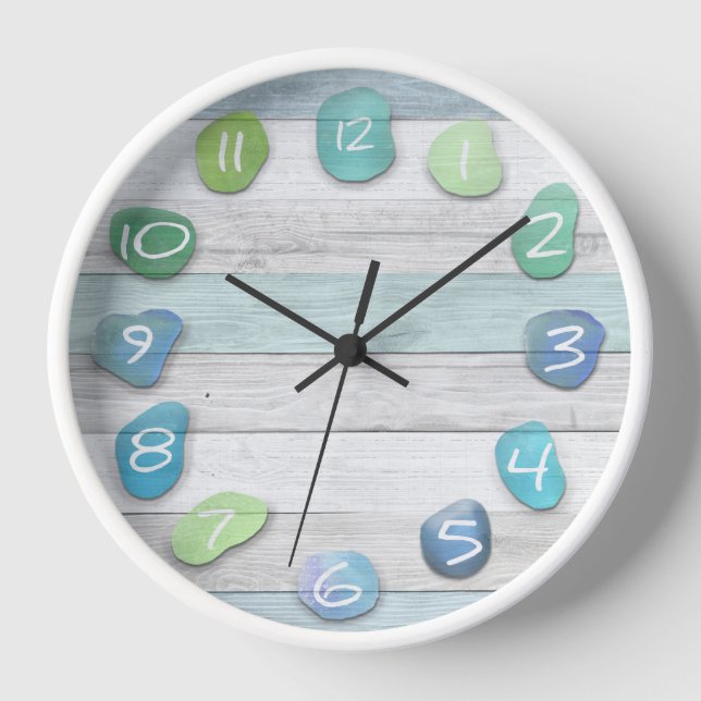 Reloj Sea Glass Beach Driftwood Ocean (Anverso)