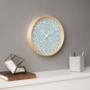 Reloj Seafoam Green Taupe Brown Hip Bohemian Bali Art