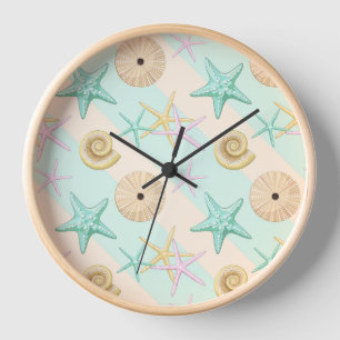 Reloj Seashells Retro Pastel Sea Life