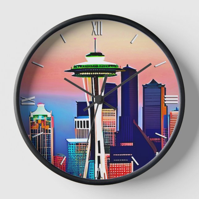Reloj Seattle bajo un cielo al amanecer (Anverso)