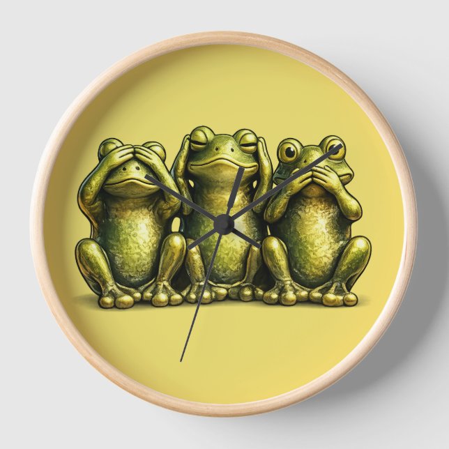 Reloj See Hear Speak No Evil Funny Frogs (Anverso)