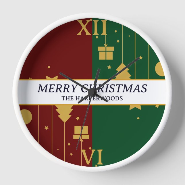 Reloj Sencilla y elegante familia de Navidades decorativ (Anverso)